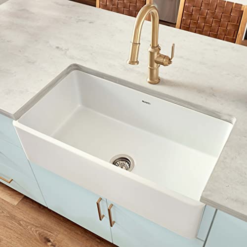 33x20 in White Reversible Fireclay Farmhouse Sink (33 Inch - Single Bowl)