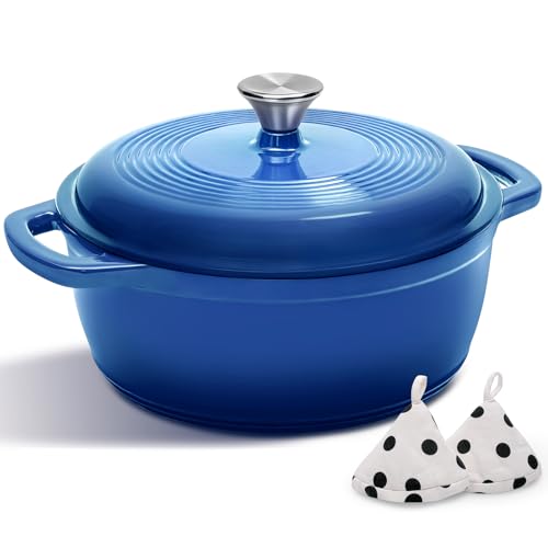 Cast Iron Dutch Oven Pot With Lid (Blue)