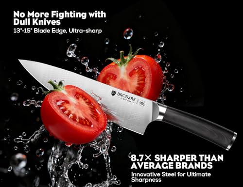 15PCS Kitchen Knife Set with Block and Dual Sharpener