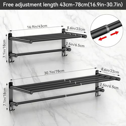 Black Adjustable Towel Bar for Bathroom Wall Mount17