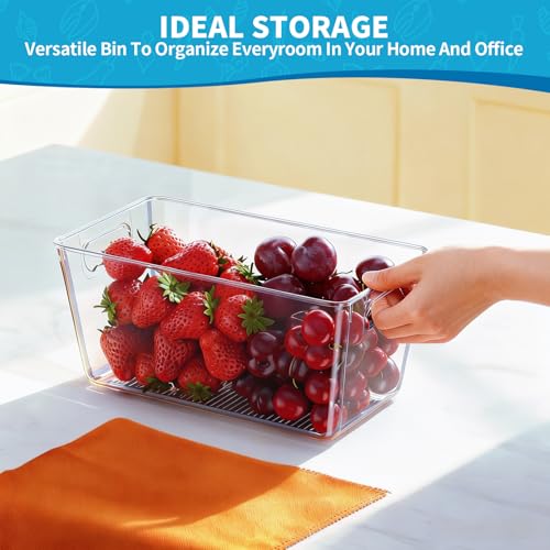 Clear Fridge Organizer Bins with Handles (6 Pack / S (9"L x 5"W x 4.5"H))