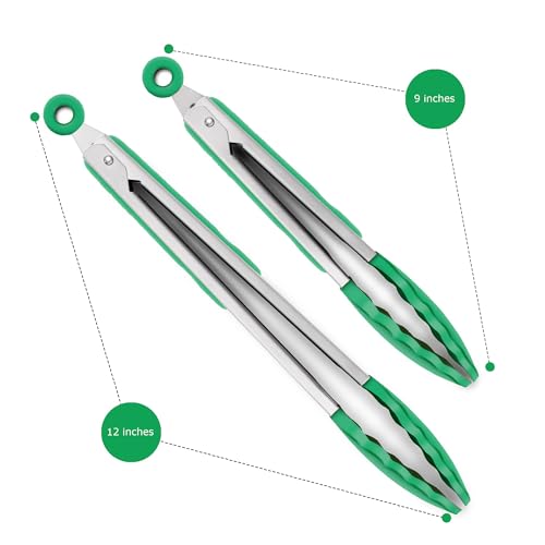 2 Pack Silicone Kitchen Tongs (Turquoise)