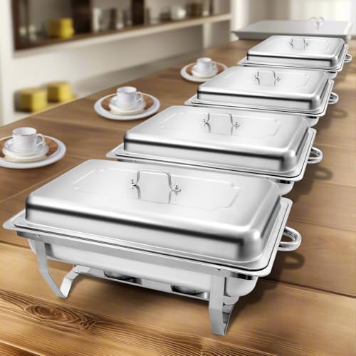 8 Qt 5 Pack Full Size Chafing Dishes Buffet Set (5 Pack - 1/1 Pan)