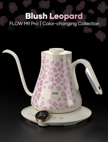 Color Changing Gooseneck Electric Kettle for Precision Brewing (Blush Leopard)
