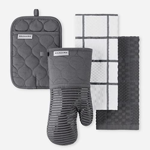 Quilted Cotton Terry Cloth Oven Mitt (Charcoal Grey)