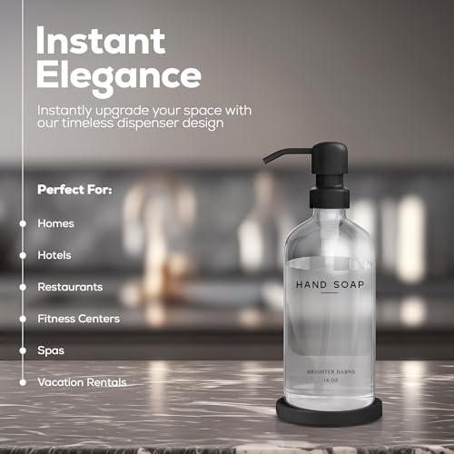 Glass Hand Soap Dispenser Bathroom Set by Brighter Barns (Clear H)