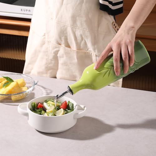 Sweejar Large Ceramic Olive Oil Dispenser Bottle (Gradient Green / 24 oz, Set of 1)