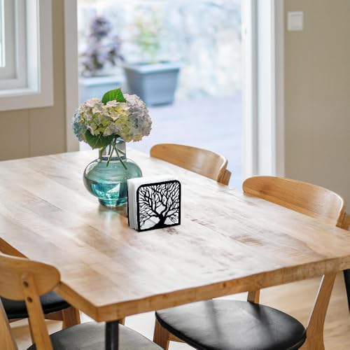 Tree Trunk Black Metal Napkin Holder for Table 4.9" x 4.9" x 1.9"
