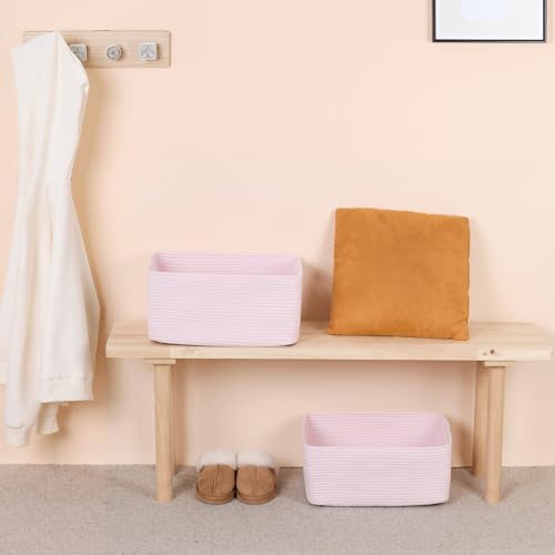 Large Storage Baskets for Shelves (3pcs-L17×W13×H7.5" / Light Pink)