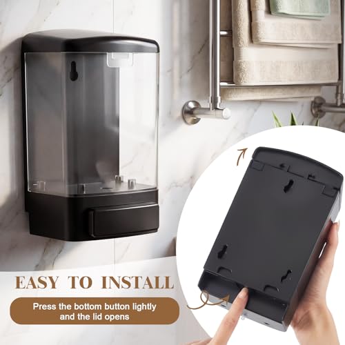 10 Pcs Wall Mounted Soap Dispenser (Black and Clear / 33.8 oz 1000 ml)