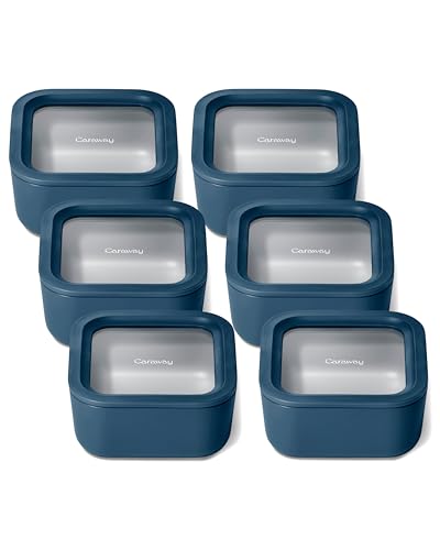 6 Piece Glass Food Storage Container Set (Navy / 4.4 Cup Food Storage (6x))