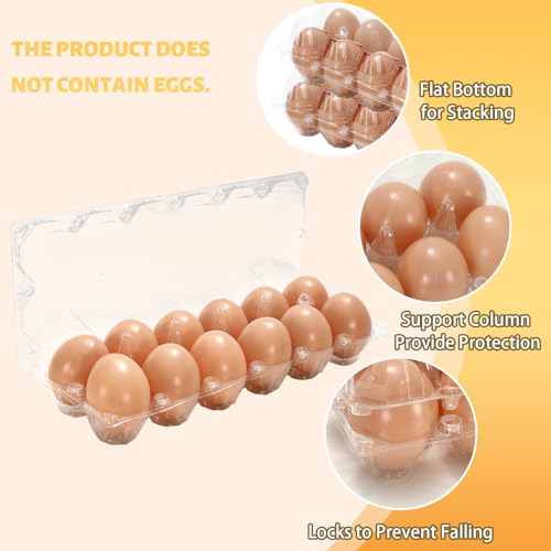 200Pcs Plastic Egg Carton Bulk Empty Clear Egg Tray Holder Container for Farm Business Market Home Kitchen Refrigerator Storage (200 Count)