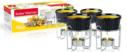 Butter Warmers Set 4 (B. Ceramic Butter Warmer for Seafood - Black)