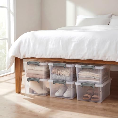 17 QT Plastic Storage Bins with Latching Lids Stackable Storage Containers for Organizing Large Clear Storage Box for Garage (Clear White / 4 PCS-17 QT)