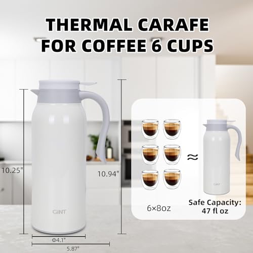 51 Oz Stainless Steel Thermal Coffee Carafe (White / 50.7 Ounces)