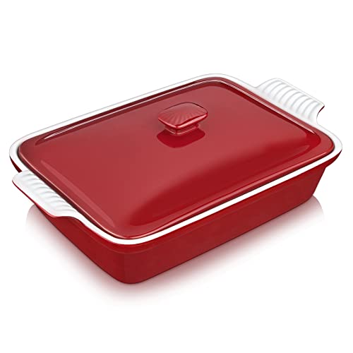 Blossom Casserole Dish With Lid (Red / 3.8 Quart)