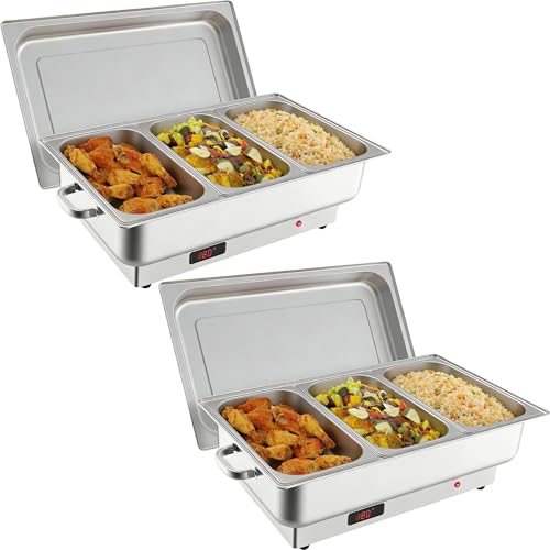 Electric Chafing Dish Buffet Set (2 Pack 3 x 1/3 Pan)