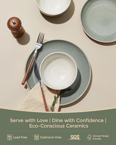Ceramic Dinnerware Sets for 4 (Gray Green / Set (12pcs))