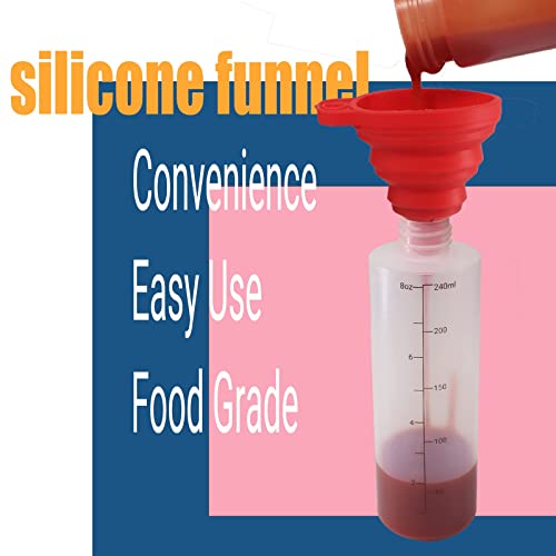 10 Pack 8 oz Graduated Plastic Squeeze Squirt Condiment Bottles ((6) 8 oz(10pack) Red Twist Cap)