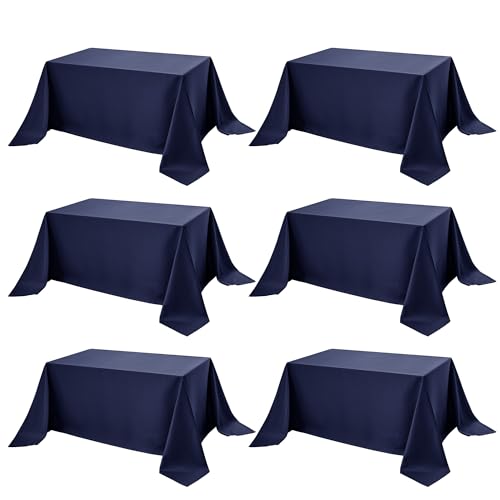 6 Pack Navy Blue Tablecloths for Rectangle Tables (Navy Blue / 90x156 In, 6 Pack)