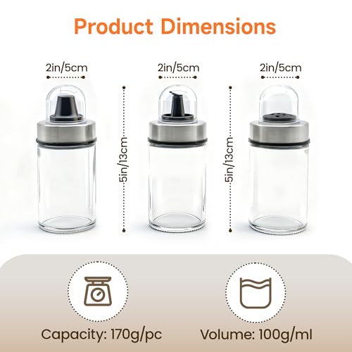 Oil and Vinegar Dispenser Set of 6 Bottles with 360° Rotating Holder