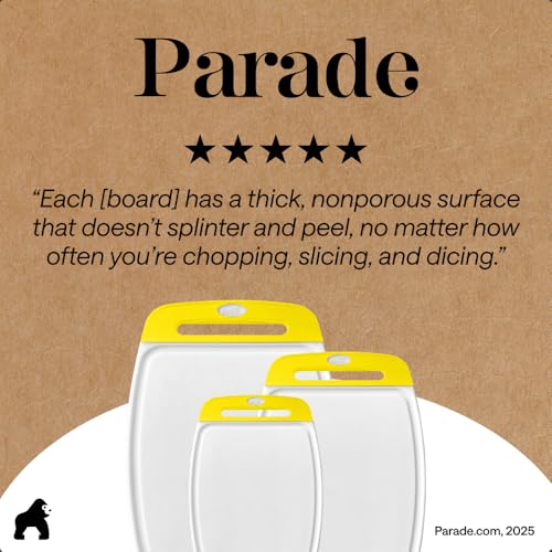 BPA Free Reversible Kitchen Cutting Board (Lemon/White / Large (Pack of 3))