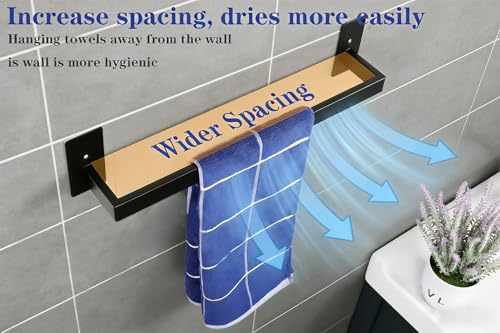 Bathroom Towel Bar Self Adhesive (Black / 16 IN)