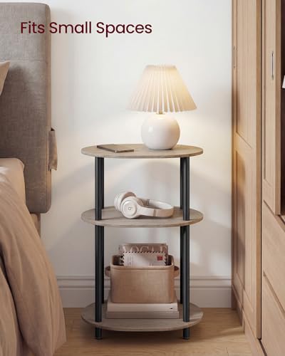 Side Table Small End Table (Heather Greige + Ink Black)