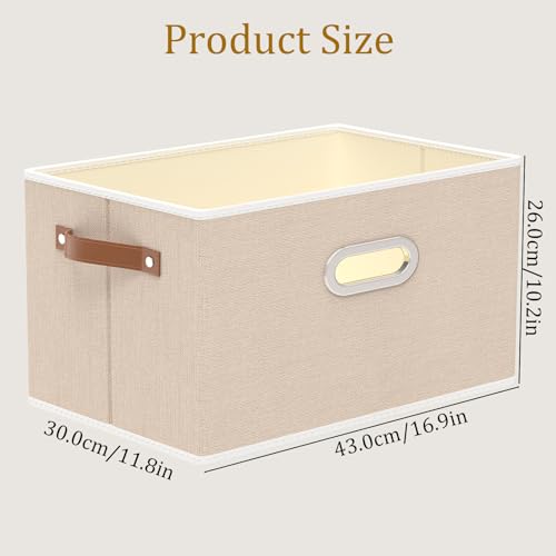 Foldable Storage Baskets for Shelves (16.9x11.8x10.2inch(6-Pack) / Beige)