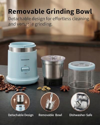 Quiet Coffee Grinder Electric (Blue / 2 BOWL)