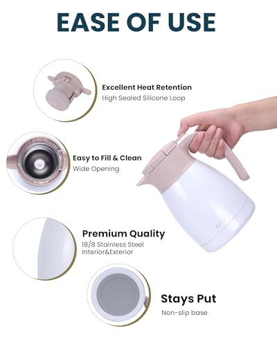 1L 34Oz Thermal Coffee Carafe (White / 34 Ounces)