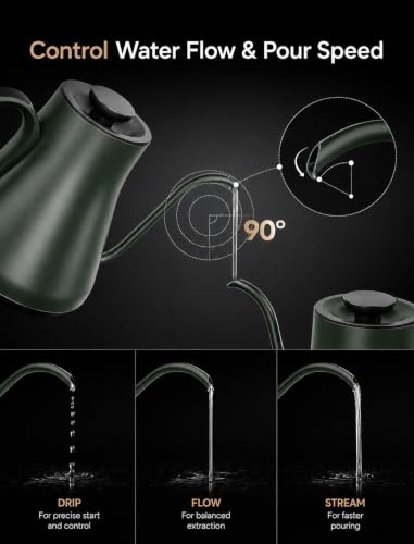 FLOW B9 Gooseneck Electric Kettle ±1°F Temperature Control (Delacroix Green)