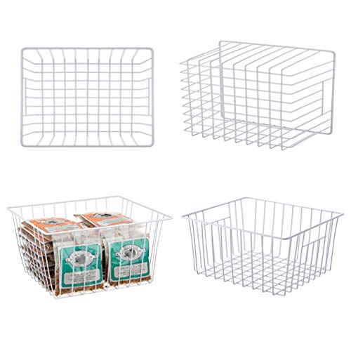 Freezer Baskets Storage Organizer (11in x 9.8in x 5.5in(4Pack) / White, 4Pack)