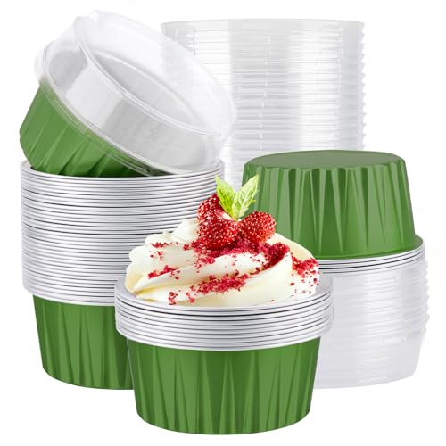 Aluminum Muffin Cups with Lid (Dark Green / 30pcs)