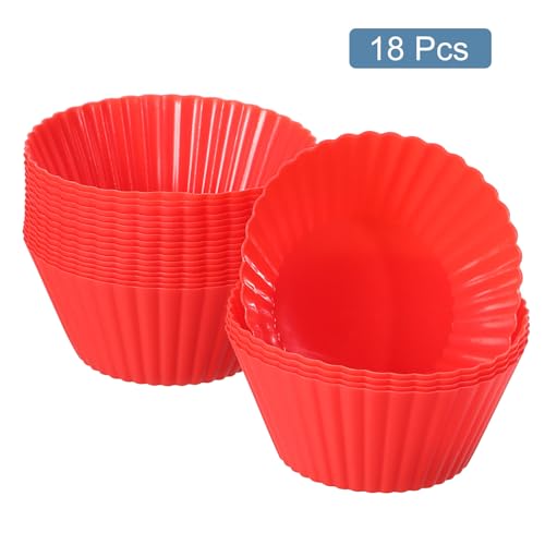 18Pcs Silicone Cupcake Liners (Red / 3.5cm/1.4inch)