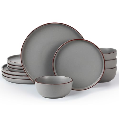 Mercury 12 Piece Stoneware Dinnerware Set (Dark Gray / Service for 4 (Standard Dinner Set))