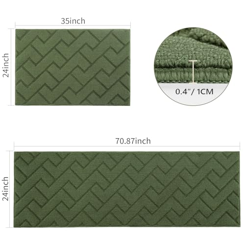 Kitchen Runner Rug (Green / 24"x71"+24"x35")