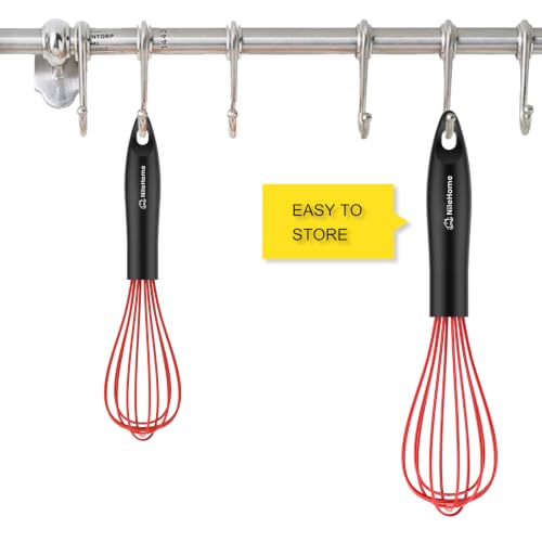 Silicone Whisk Set 8" 10" Kitchen Whisk Red (Red / 2-Pack)