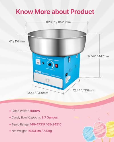 Electric Cotton Candy Machine (Blue / Without Cart)