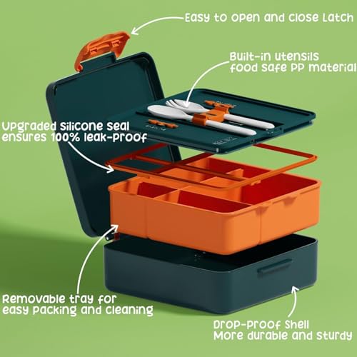 Kids Bento Snack Lunch Box with Thermo Insulated Toddler Lunch Bag