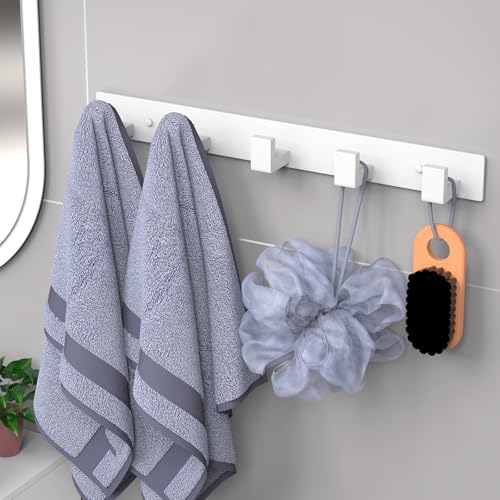 Stainless Steel Wall Coat Rack (White / 5 "L" Hooks, 1PACK)