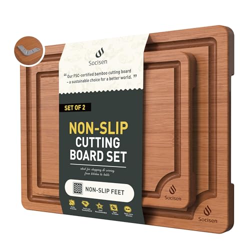 Bamboo Cutting Board Set Non Slip Feet Over Sink Day Gifts Best Mama Mommy Bonus Busy Mom Ever Christmas Xmas Birthday Law Step Stepmom Stepmother Who Have Everything Good Unique Useful Present (2 Pack / Brown)