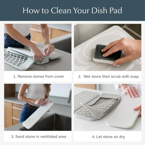 Home Collapsible Dish Drying Rack with Stone Dish Pad (Original + Rack / Slate)