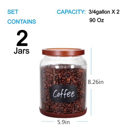 2 Pack Striped Borosilicate Glass Airtight Canisters (3/4 Gallon (Striped 2 pack))