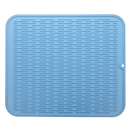 Silicone Dish Drying Mat for Multiple Usage (Light Blue / 18"L x 16"W)