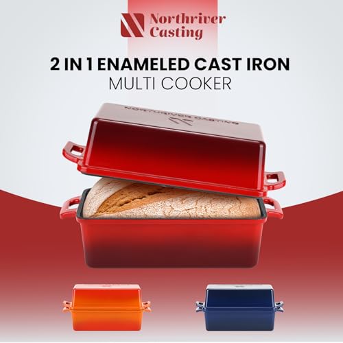 9x5 Inch Enameled Cast Iron Bread Loaf Pan with Lid