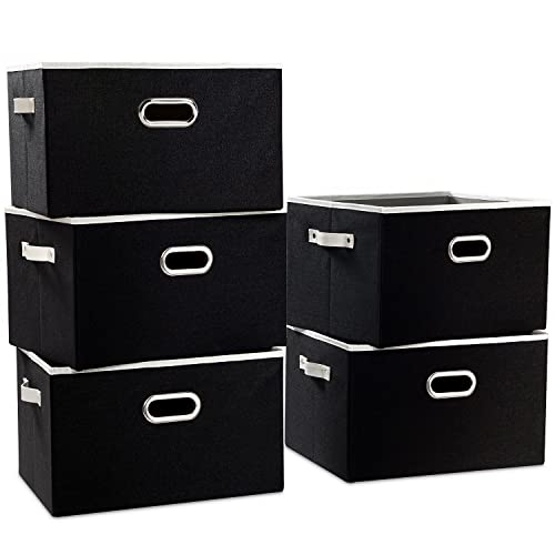 Larger Collapsible Storage Bins for Closet [5 (Black / Jumbo(5-Pack))