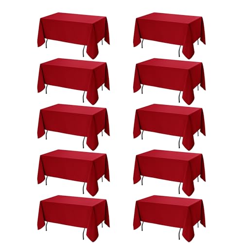 10 Pack Red Tablecloths for Rectangle Tables (Red / 60x120 In, 10 Pack)
