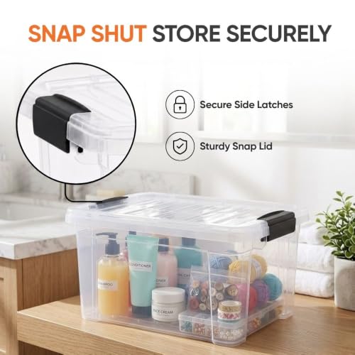6.6 Quart Clear Plastic Storage Boxes with Lids (6.6 Quart)