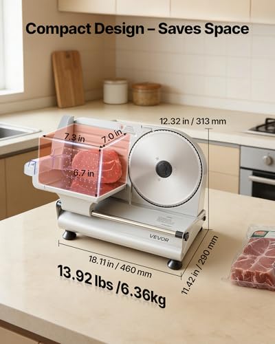 Meat Slicer 8.6" Electric Deli Slicer with 2 SUS420 Blades (8.6 inch / Silver)